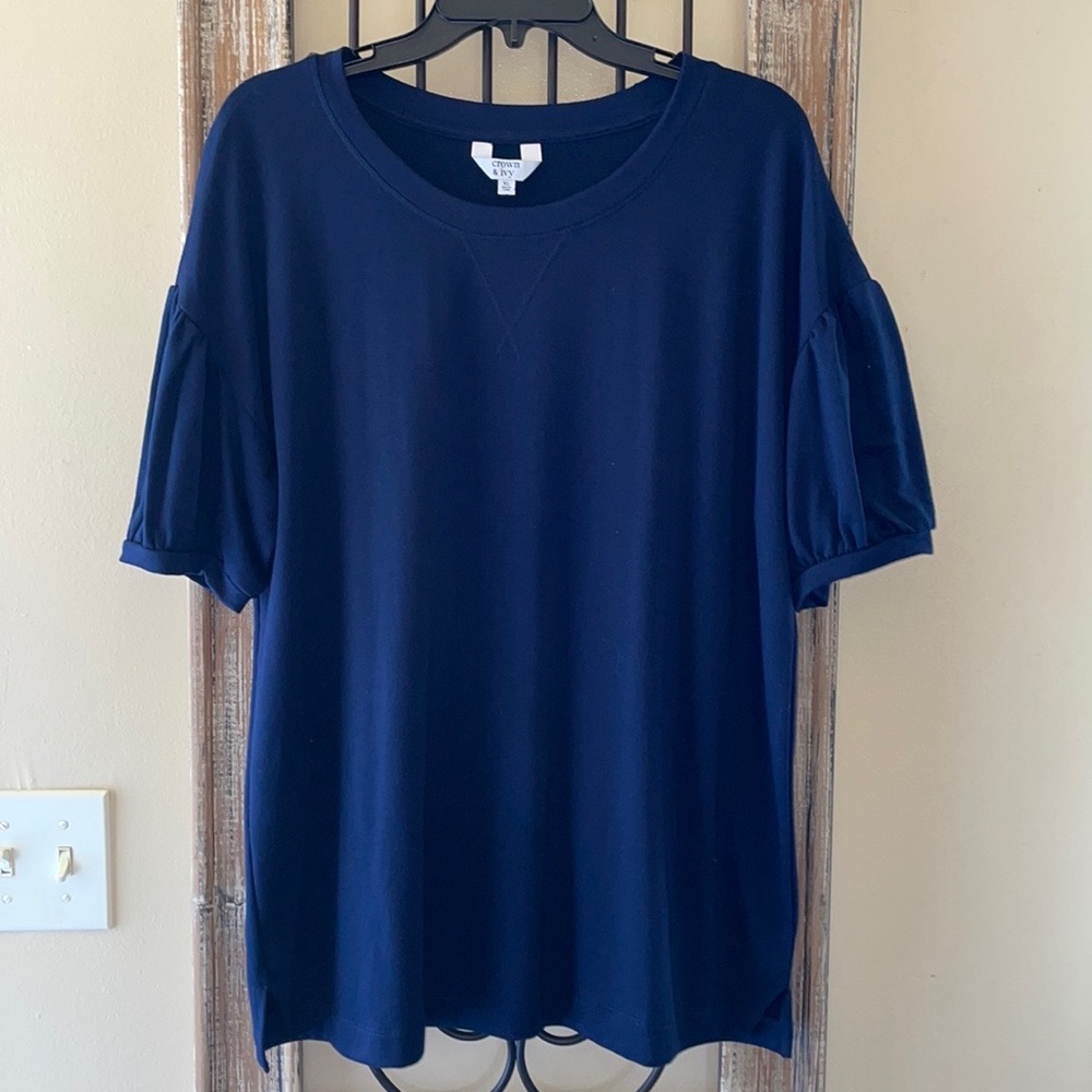 NWOT! Crown & Ivy Puff-Sleeve Top sz XL